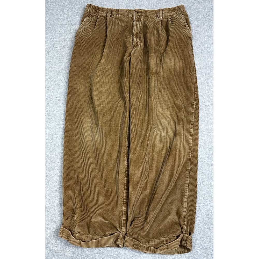 Vintage Croft Barrow Corduroy 40x30 (meas. 37x28) Brown Baggy Pleated Wide Wale